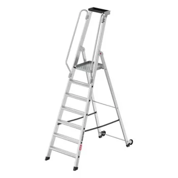 HAILO Master P80 escalera de plataforma móvil, aluminio, 7 peldaños