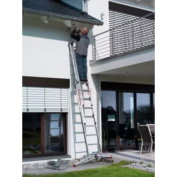 Hailo S100 ProfiLOT escalera combinada, aluminio, 2x6+1x5 peldaños, 3 tramos, carga máx. 150 kg
