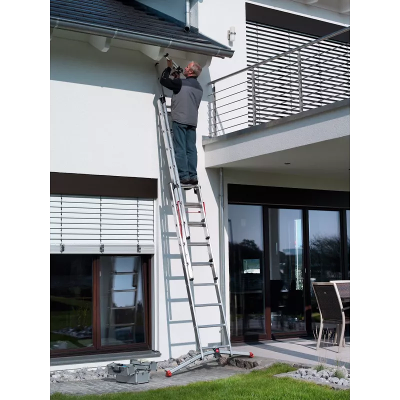 Hailo S100 ProfiLOT escalera combinada, aluminio, 2x6+1x5 peldaños, 3 tramos, carga máx. 150 kg
