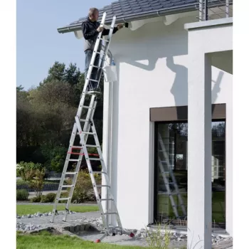 Hailo S100 ProfiLOT escalera combinada, aluminio, 3 tramos, 2x9+1x8 peldaños, altura de trabajo máx. 7,00 m