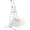 Hailo S100 ProfiLOT escalera combinada, aluminio, 3 tramos, 2x9+1x8 peldaños, altura de trabajo máx. 7,00 m