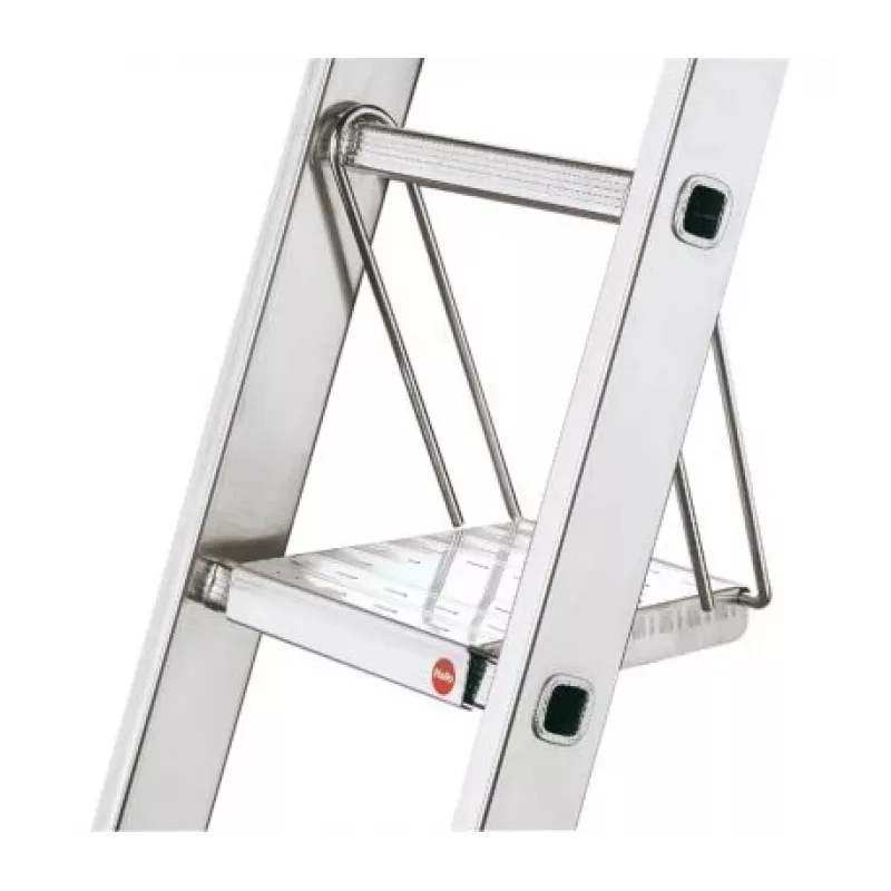 HAILO SavetyLine peldaño adicional para escaleras, escalón plegable de 2 peldaños, aluminio, carga 150 kg, TÜV/GS