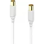 Hama cable de antena, conector macho coaxial a conector hembra coaxial, dorado, 1,5 m, 120 dB, blanco 00202023