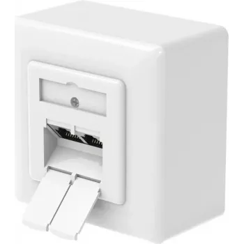Hama Toma de red CAT-6a, 2 puertos RJ45, 10 Gbit/s, apantallada, superficie/empotrar, Blanco 00200774
