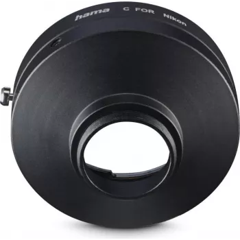 Hama Adaptador de objetivo para objetivos Nikon F-Mount en cámaras C-Mount, metal, Negro (00030771)