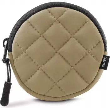 Hama Funda redonda rígida para auriculares in-ear y accesorios con mosquetón, beige 00231047