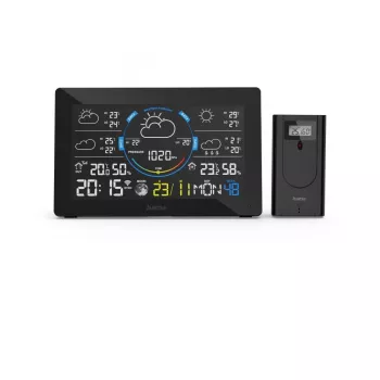 Estación meteorológica inteligente Hama con sensor exterior, termómetro, higrómetro, barómetro, WLAN, negra (00176675)