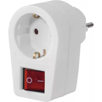 Hama adaptador de enchufe, toma con contacto de protección, interruptor bipolar, blanco (00223213)