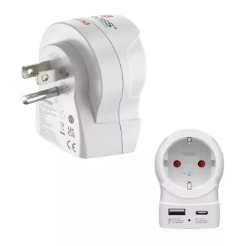 Hama Adaptador de viaje EU a US 1x USB-A USB-C P - Cable - Digital/Datos