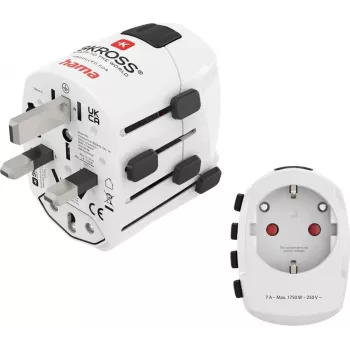 Hama World Travel Pro Adaptador de viaje universal, 3 polos, 1500W, blanco 00223465