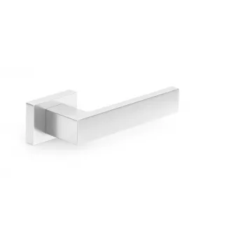 HANDLE DOOR CUBE RT CHROME - juego de manillas de puerta de aleación de zinc con cromo pulido, con roseta cuadrada, reversible para puertas interiores, roseta 52x52 mm, manilla 130 mm