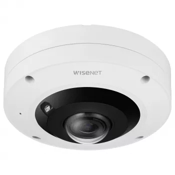 Hanwha XNF-9013RV cámara IP fisheye exterior 12MP con PoE, IR, IP66, IK10