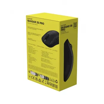 Ratón gaming inalámbrico Hator Quasar 3S Pro, negro, 26000 DPI, óptico, 2,4 GHz, USB-C, diestro, RGB