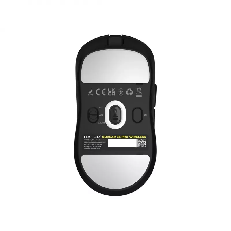 Ratón gaming inalámbrico Hator Quasar 3S Pro, negro, 26000 DPI, óptico, 2,4 GHz, USB-C, diestro, RGB