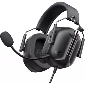 Havit H2033d Auriculares gaming - Auriculares over-ear con drivers de 50 mm, LED RGB, micrófono, Negro