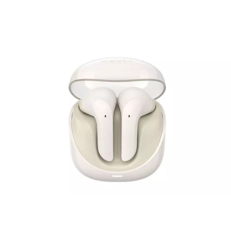 HAVIT TW974 Modern Buds Auriculares True Wireless Stereo con Bluetooth 5.3, drivers de 10mm, IPX4, control táctil, estuche de carga USB-C, 20h de reproducción total – Beige