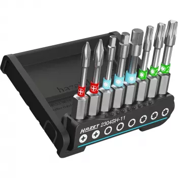 HAZET 2304SH-11 set de 8 puntas, Torx interior y hexagonal interior, accionamiento 1/4 inch, soporte magnético