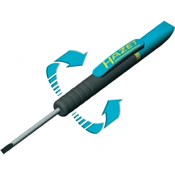 HAZET 805C-25 Destornillador con clip de hoja plana 0,8 x 4,0 mm, hoja de 25 mm, mango ergonómico de varios componentes, DIN ISO 2380-1