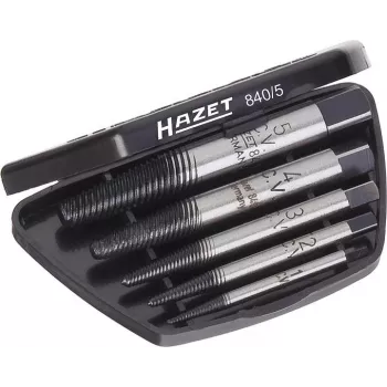 HAZET 840/8 set extractor de tornillos M3 - M45, 8 piezas, espiral a izquierdas, acero de herramientas de alta calidad, en maletín de plástico