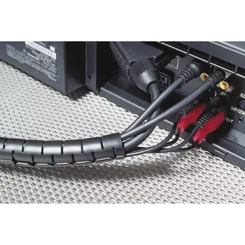 HellermannTyton HWPP30 Tubo espiral para gestión de cables, polipropileno negro, 30 mm haz máx., libre de halógenos, UL94 HB, -60 a 110 °C 161-64501