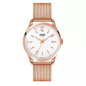 HENRY LONDON reloj unisex HL39-M-0026 39mm acero inoxidable esfera plateada pulsera milanesa