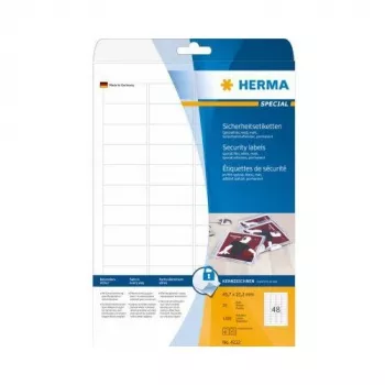 HERMA Etiquetas de seguridad blancas 45,7x21,2 mm Película 1200 uds.