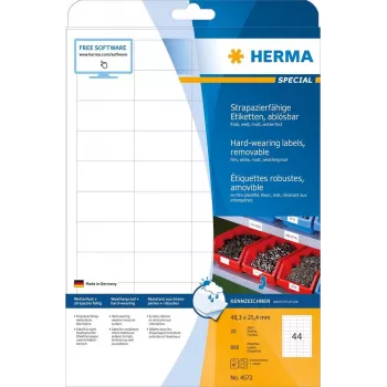 HERMA Special Etiquetas mate despegables resistentes a la intemperie, blanco, 48,3 x 25,4 mm, 880 etiquetas (20 hojas x 44) 4572