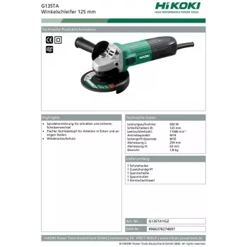 Hikoki G13STA amoladora angular 1,8 kg