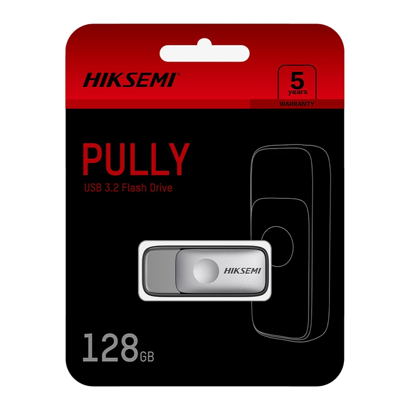 Memoria flash USB retráctil sin tapa HIKSEMI Pully 128GB USB 3.2 Gen 1, negra
