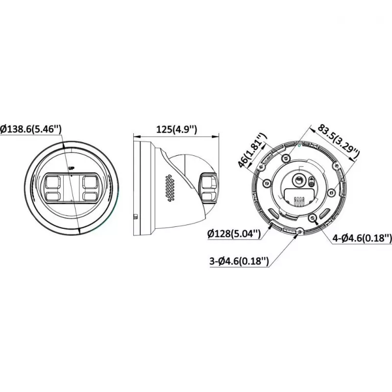 Hikvision DS-2CD23127G3P-LIS2UY/SL Cámara de red turret 12MP 180° con AcuSense