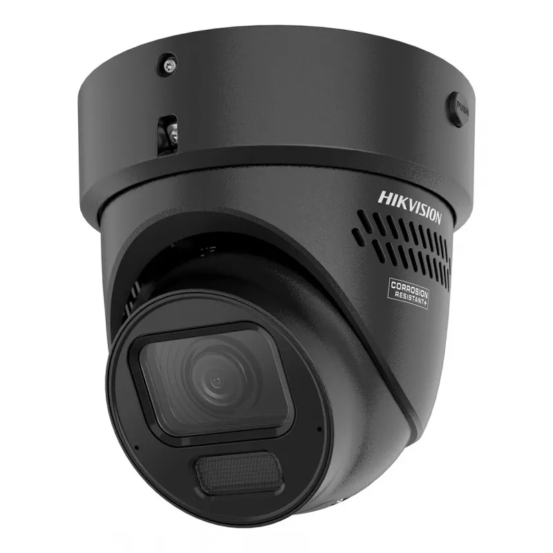 Hikvision DS-2CD2H67G3-LIZS2UY/SL(2.8-12mm)BLK cámara IP turret 6MP con AcuSense, objetivo motorizado, PoE