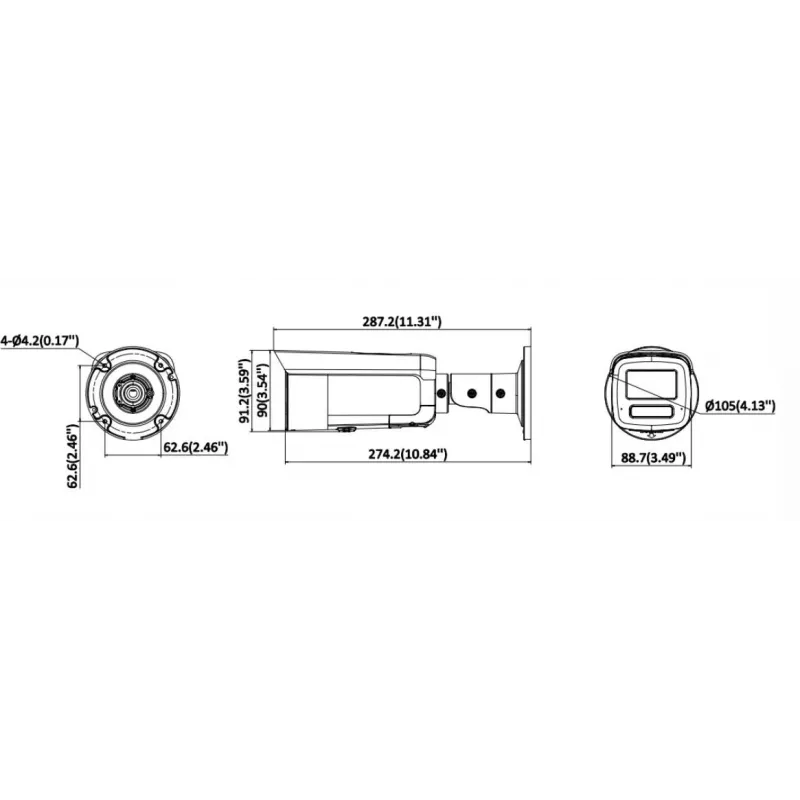 Hikvision DS-2CD2T126G3-IS2UY/SL(2.8)eF cámara IP bullet 12MP AcuSense con luz de flash, alarma sonora, objetivo 2.8mm, negro