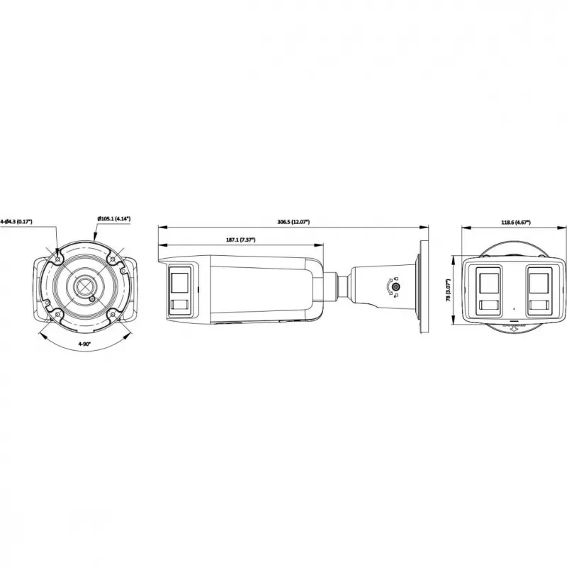 Hikvision DS-2CD2T167G3P-LIS2UY/SL(180°) cámara IP panorámica 16MP - ColorVu AcuSense