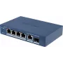 Switch no gestionado Hikvision DS-3E1506P-EI/M-4P1T1F(O-STD) con 4 puertos PoE+, 1 Gigabit RJ45 y 1 uplink SFP