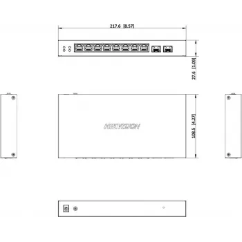 Switch gestionado inteligente Hikvision DS-3E1510P-EI/M-8P2F 8 puertos Gigabit PoE+ con 2 puertos SFP