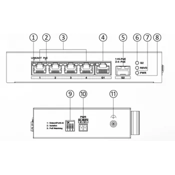 Hikvision DS-3T0306HP Switch de red no gestionado 5 puertos Fast Ethernet PoE negro