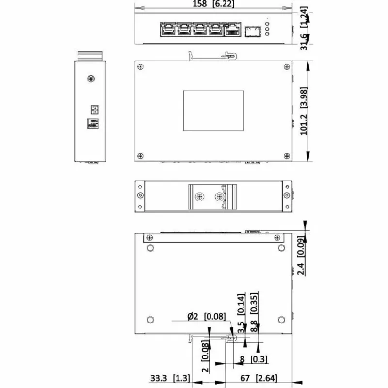 Hikvision DS-3T0306HP Switch de red no gestionado 5 puertos Fast Ethernet PoE negro