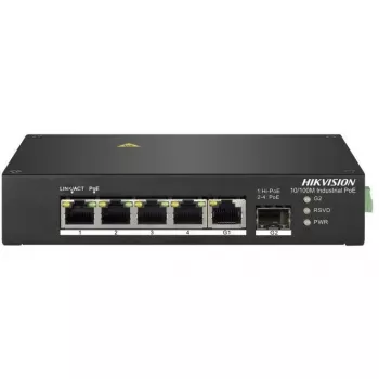 Hikvision DS-3T0306HP Switch de red no gestionado 5 puertos Fast Ethernet PoE negro