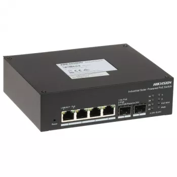 Hikvision DS-3T1506HP-EI-UPS LinkVu Smart Managed Industrial Solar PoE Switch, 6-Port, 4x PoE++ 90W, 110W Budget, SAI integrado