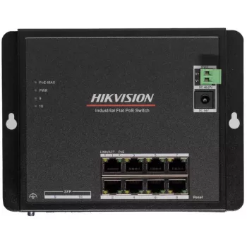 Hikvision DS-3T1510P-SI-FLT(O-STD) Switch PoE+ industrial smart managed de 10 puertos con 8 puertos Gigabit PoE+ y 2 SFP, presupuesto 120W, carril DIN, sin fuente de alimentación