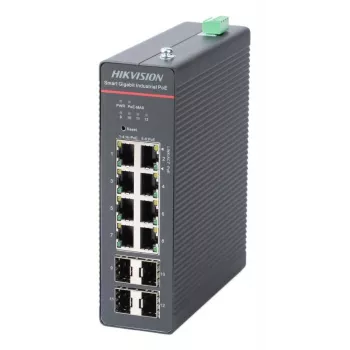 Hikvision DS-3T1512HP-SI-8P4FKIT(240W) LinkVu switch PoE gestionado Layer 2, 12 puertos, 8 PoE+ 90W, presupuesto 240W