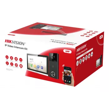 Hikvision DS-KIS610-P Set de videoportero IP con pantalla táctil de 7 pulgadas, estación exterior 2MP, Wi-Fi y PoE