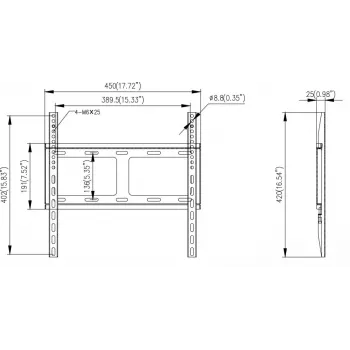 Hikvision soporte de pared para monitor - SPCC acero laminado en frío - negro - tamaño de pantalla: 42-55