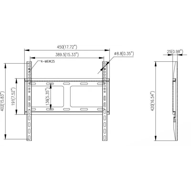 Hikvision soporte de pared para monitor - SPCC acero laminado en frío - negro - tamaño de pantalla: 42-55 inch (106,7-139,7 cm)