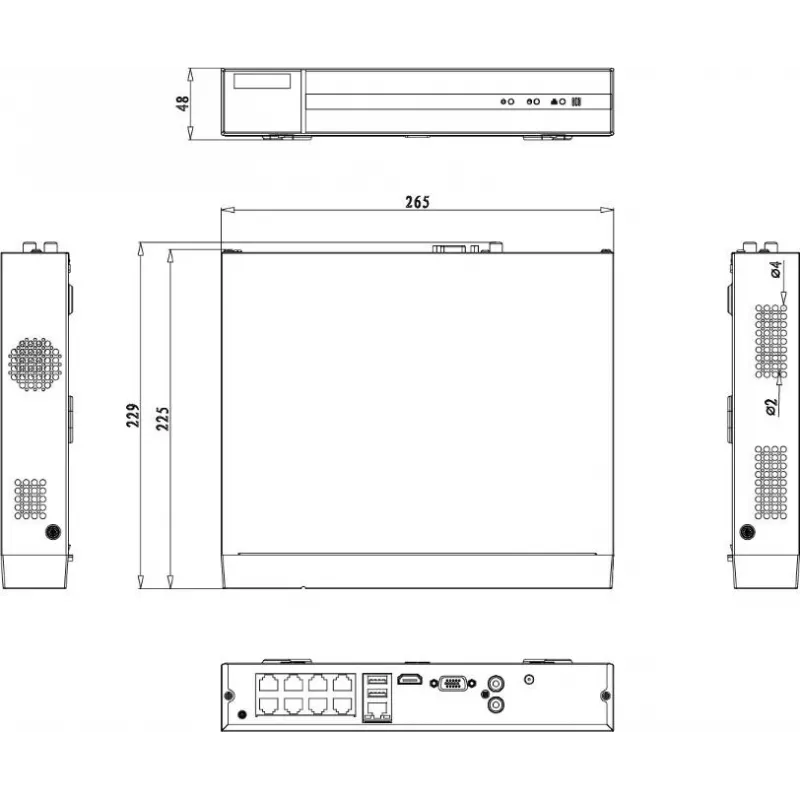 Grabador de vídeo en red HILOOK NVR-108MH-D/8P(D) 8 canales 5MP PoE