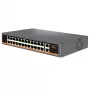 HISMART Switch de red PoE+ de 24 puertos con 2 puertos uplink Gigabit, presupuesto 300W, montaje en rack
