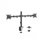 HISMART HS082406 Soporte doble para monitor de 17-32 pulgadas, brazo de gas, pinza de mesa/pasacables, VESA 75x100, 8kg, negro mate