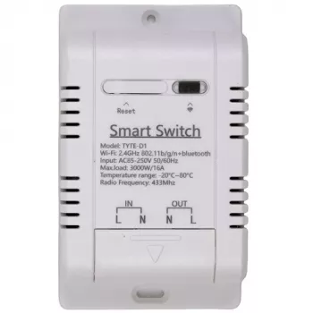 HISMART TUYA Interruptor inteligente de 1 canal con sensor de temperatura externo, Wi-Fi y RF, 16A, AC 85-250V