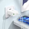HOCO Cargador de pared 35W Dual USB-C + USB-A PD y QC3.0 con cable USB-C a Lightning, blanco