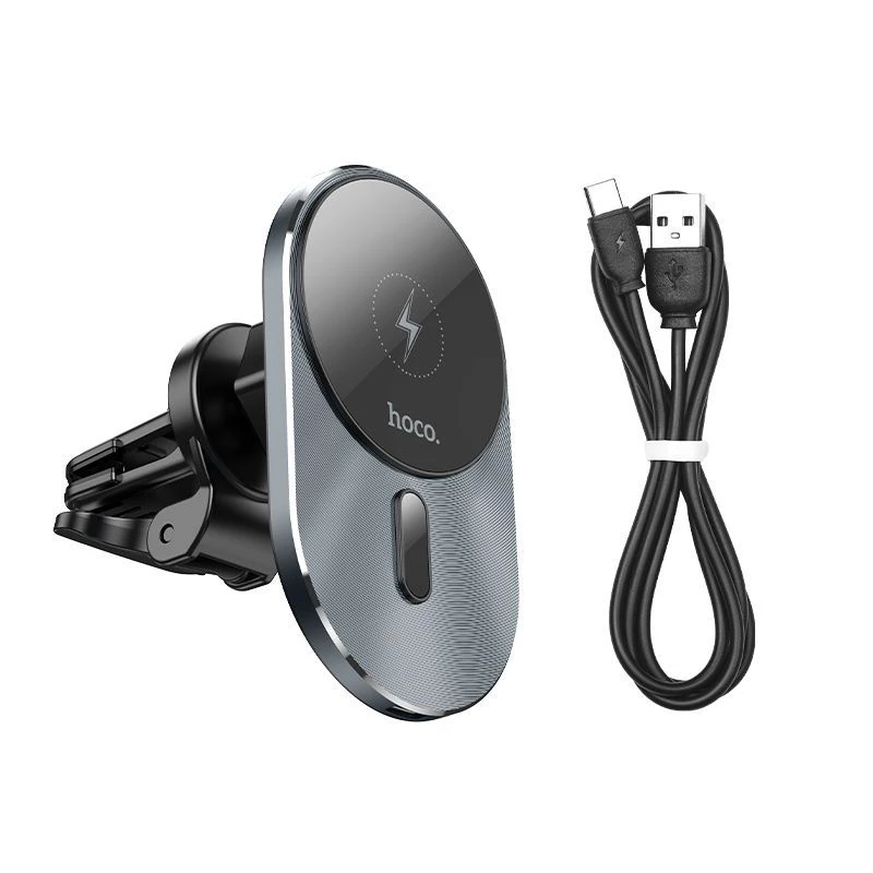 Hoco CA91 soporte magnético para coche con carga inalámbrica rápida Magic, 15W, gris